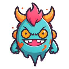 Monster character cartoon logo badge design symbol cartoon