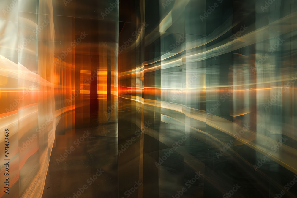 Poster Abstract background with reflections and caustics. Hi-tech. Futuristic background image. Created with Generative AI technology.