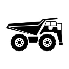 Mining truck. Silhouette of vector image of truck for mine. A blank background that can be edited and replaced.