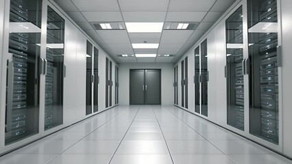 Network Servers Filling Long Hallway
