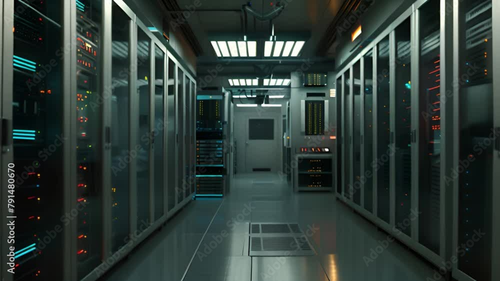 Aufkleber high-density server room with rows of servers