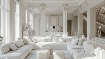 The luxury of a pristine white living room, offering an atmosphere of tranquility and sophistication.