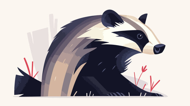 Cute cartoon badger illustration. Vector badger ico