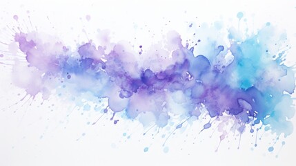 watercolor spattered on a white background, colors of light blue and light purple