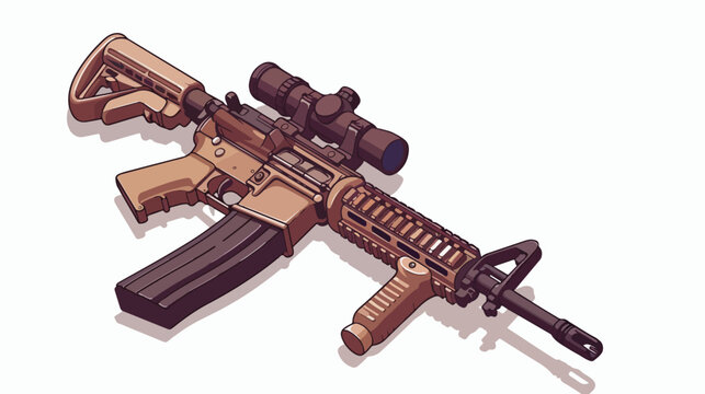 Isometric trendy icon of rifle Hand drawn style vector
