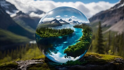 Planet Earth inside a glass ball