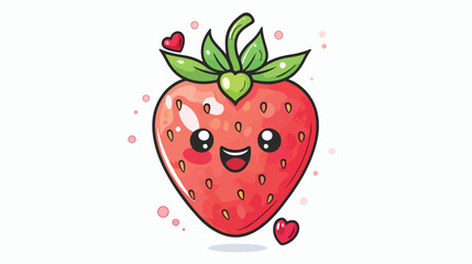Kawaii Cute Strawberry Illustration Character Hand drawn