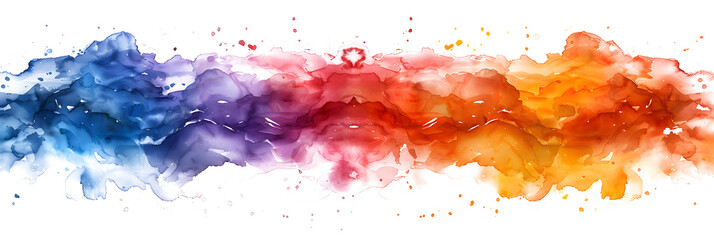 Vibrant rainbow watercolor wash design on transparent background.