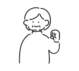 ガッツポーズをするシニア女性のイラスト