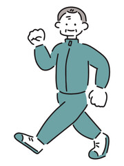 ウォーキングをするシニア男性のイラスト