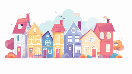 Obraz na płótnie Canvas Cute houses city buildings in Scandinavian style. C