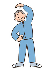 体操をするシニア男性のイラスト