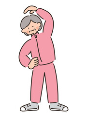 体操をするシニア女性のイラスト