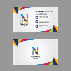 Vibrant Multi color N Letter Business Card Design