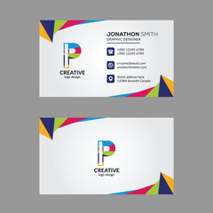 Vibrant Multi color P Letter Business Card Design