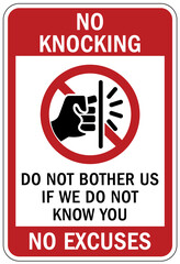 Do not knock the door warning sign