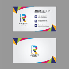 Vibrant Multi color R Letter Business Card Design
