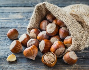 Haseln&uuml;sse in Jutesack sch&ouml;n angerichtet 