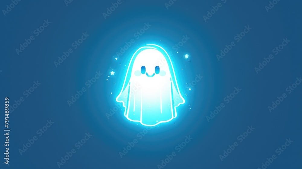 Sticker 2d design of a line icon depicting a ghost