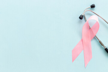 Pink ribbon symbol of breast cancer awareness concept