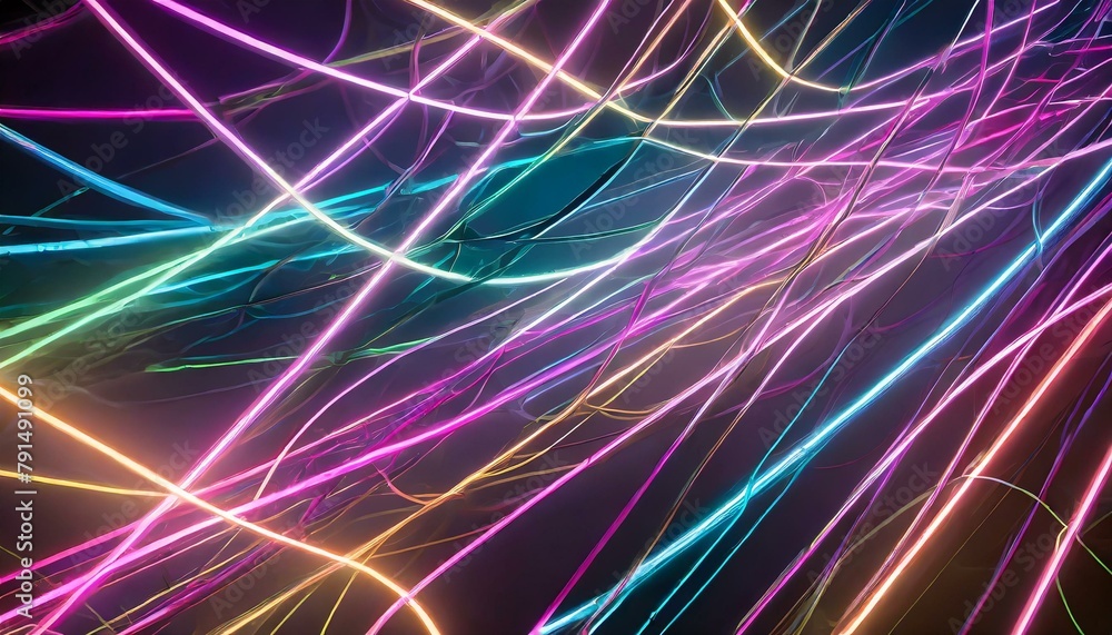 Wall mural electrifying geometry: abstract neon light background illuminated with vibrant lines texture