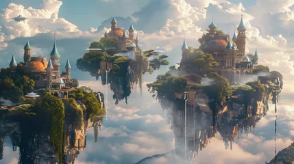 Türaufkleber Fantasy world with floating islands © UsamaR