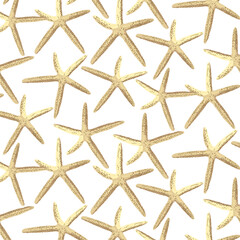 Pattern with starfish. Vector illustration. For print.
