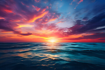sunset sky and ocean nature background
