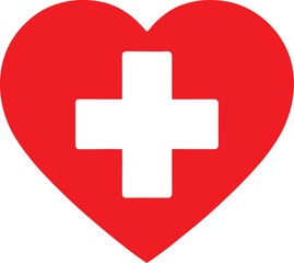 Medical Cross on Heart symbol vector illustration.