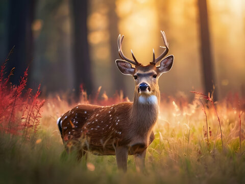 Deer in the wild , wildlife in the forest