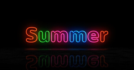 Obraz premium Summer neon light 3d illustration