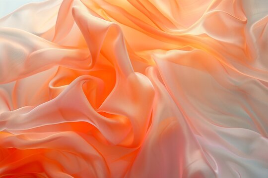 Elegant ripples of orange and white fabric creating a soft abstract texture