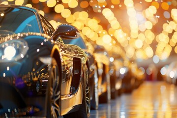 Naklejka premium Elegance Motion: New Cars Showcase at Prestigious Motor Event