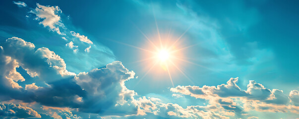 Blue Sky at sunset summer bright sun background.  - obrazy, fototapety, plakaty