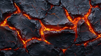 Intense volcanic lava flows creating a dramatic and fiery texture