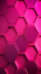 Magenta background with hexagon pattern, 3D rendering illustration. Abstract magenta wallpaper design for banner, poster or cover with copy space