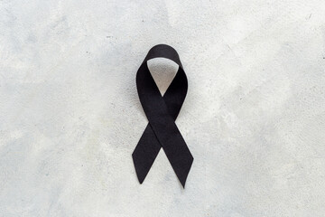 Mourning black ribbon. symbol of mourning and tragedy