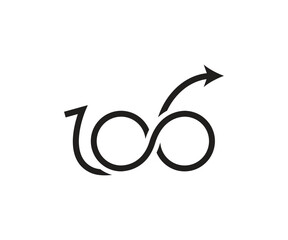 Letter 100 or 106 with infinity logo icon design concept
