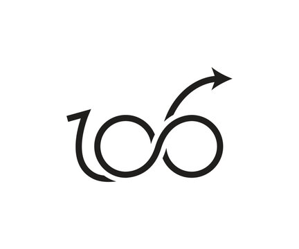 Letter 100 or 106 with infinity logo icon design concept