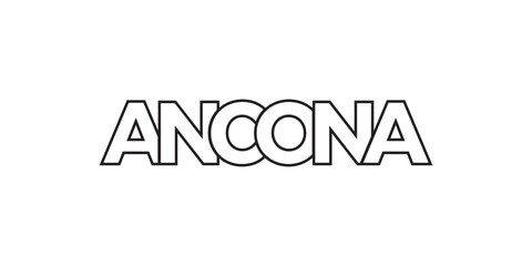 Ancona in the Italia emblem. The design features a geometric style, vector illustration with bold typography in a modern font. The graphic slogan lettering.