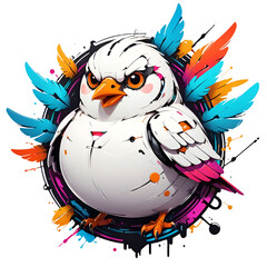Graffiti abstract fat bird logo modern art for t-shirt