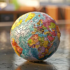 A 3D puzzle globe completed itself as each piece from around the world snapped into place, representing global collaboration and success