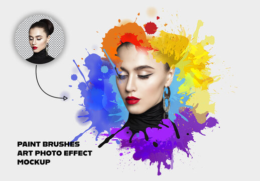 Paint Brushes Art Photo Effect Mockup