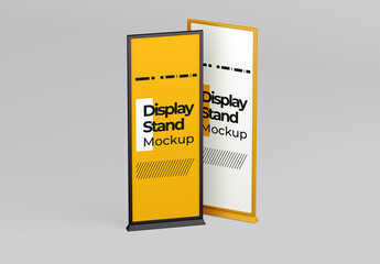 Two Vertical Display Banner Stands Mockup - obrazy, fototapety, plakaty