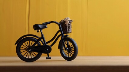 Bikes with Simple yellow background,Fatbike, fat bike Detailed bicycle with thick tires on a khaki background, Bicycle silhouette on yellow background. Generative AI