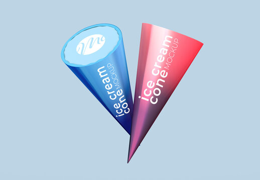 Two Ice Cream Cone Mockup