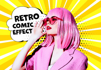 Retro Comic Photo Effect - obrazy, fototapety, plakaty
