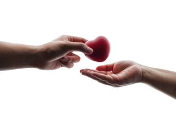 Adult hands giving a red heart, health care, organ donation, family life insurance, world heart day, world health day, praying concept