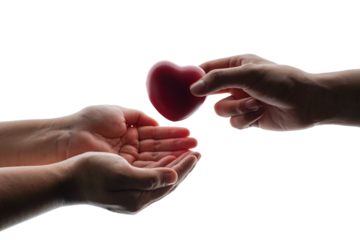 Adult hands giving a red heart, health care, organ donation, family life insurance, world heart day, world health day, praying concept