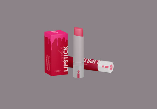 Two Lipstick and Box Mockup